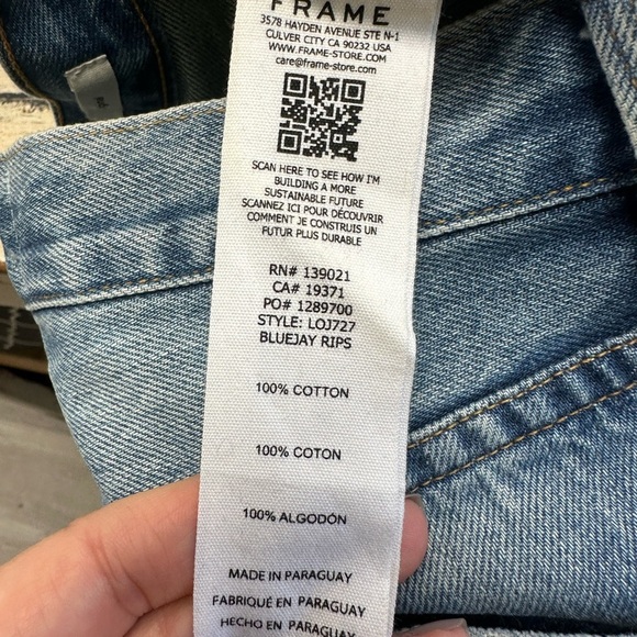 FRAME Le Original Jeans Bluejay Rips Size 24 - Picture 7 of 7